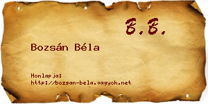 Bozsán Béla névjegykártya